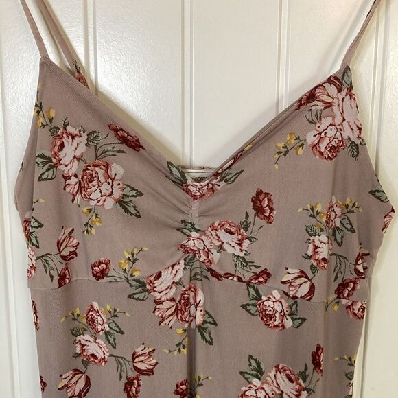 No Comment Womens Slip Style Dress L Blush Taupe Floral Midi Feminine Whimsy - Picture 3 of 10